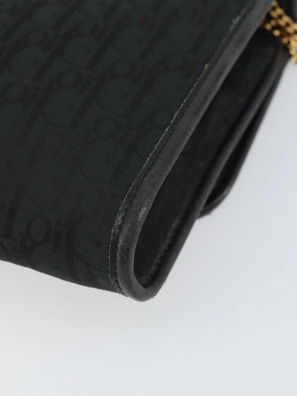 Christian Dior Trotter Canvas Chain Shoulder Bag Black Gold Auth 160947 - Picture 5 of 16